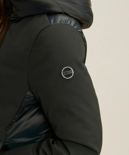 Piumino donna lunghezza media con inserti lucidi e opachi - Piedi Folli
