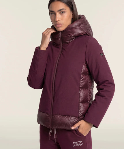 Piumino donna lunghezza media con inserti lucidi e opachi - Piedi Folli