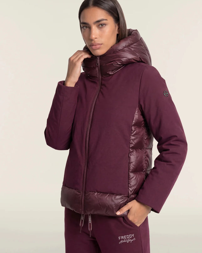 Piumino donna lunghezza media con inserti lucidi e opachi - Piedi Folli