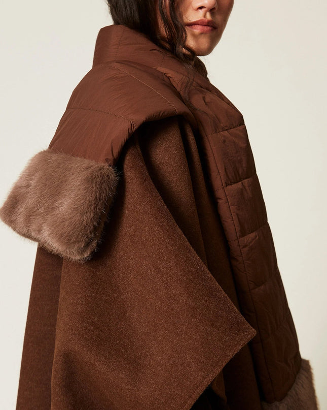 Poncho in panno con sciarpa - Piedi Folli