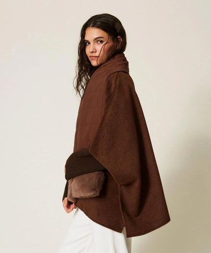 Poncho in panno con sciarpa - Piedi Folli
