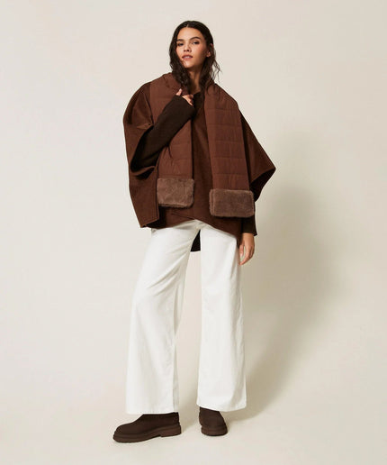 Poncho in panno con sciarpa - Piedi Folli