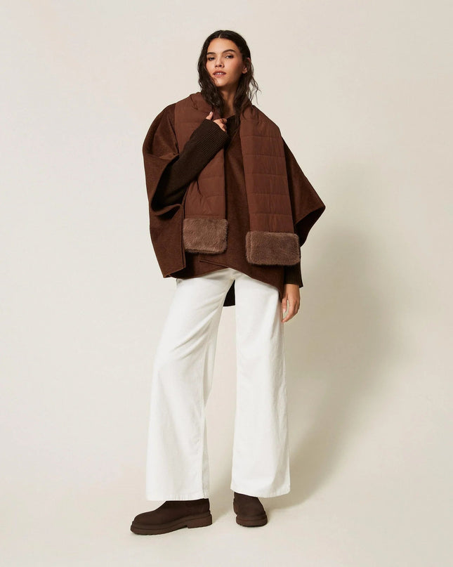 Poncho in panno con sciarpa - Piedi Folli