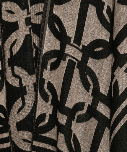 Poncho Jacquard con motivo a catena nero - Piedi Folli