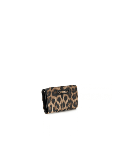Portafoglio medio con zip con stampa leopardo e lettering leopard - Piedi Folli