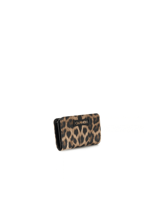 Portafoglio medio con zip con stampa leopardo e lettering leopard - Piedi Folli