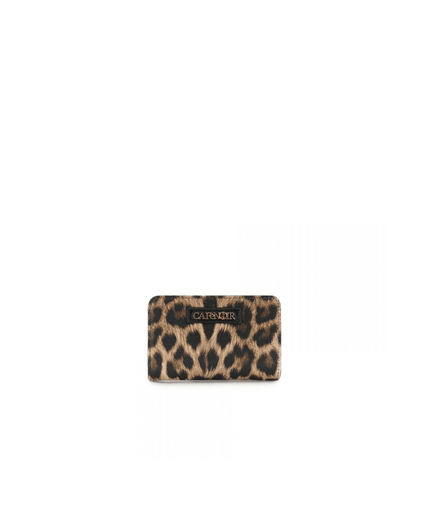 Portafoglio medio con zip con stampa leopardo e lettering leopard - Piedi Folli