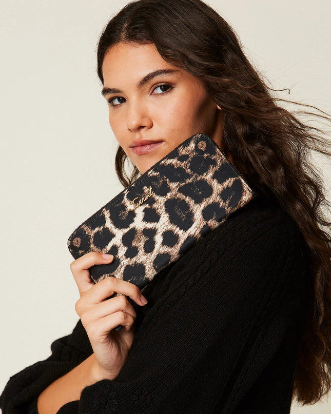 Portafoglio zip around a stampa animalier - Piedi Folli