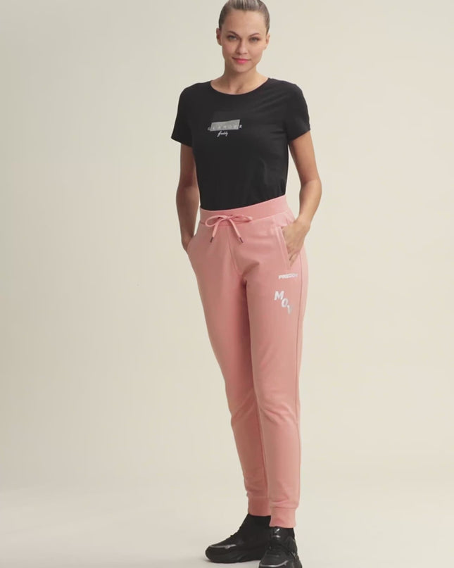 T-shirt con scritta Glamour in glitter