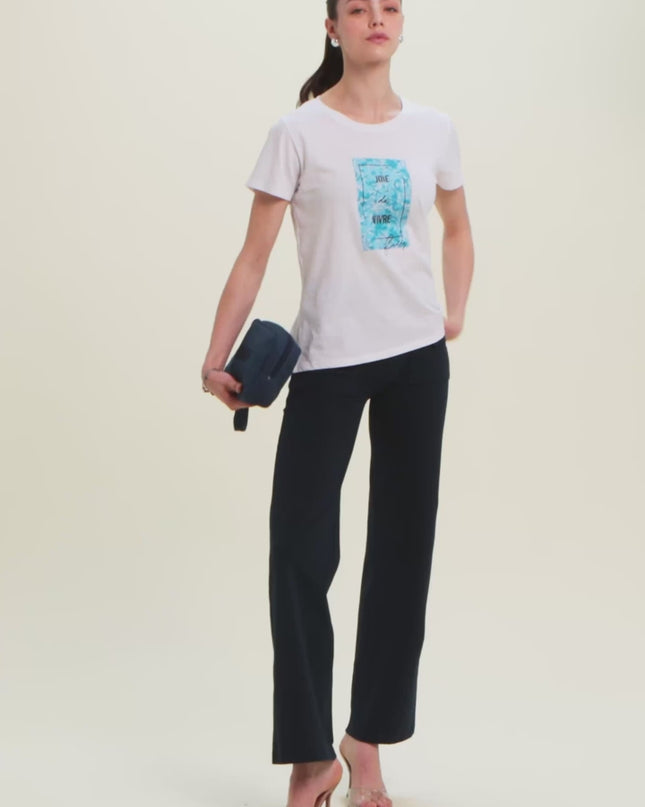 T-shirt con stampa colorata floreale