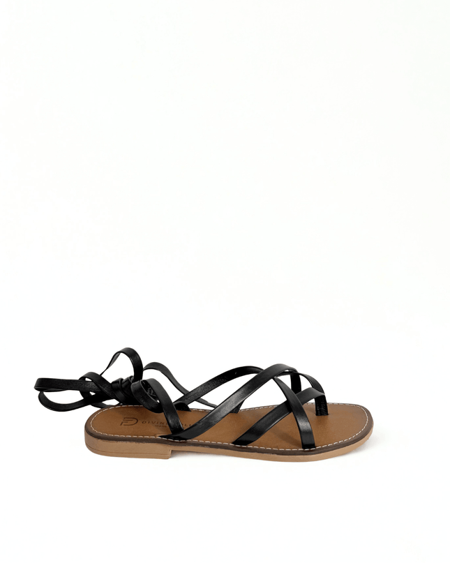 Sandali alla schiava ad infradito nero - Piedi Folli