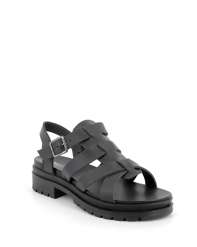 Sandali con tacco in pelle nero - Piedi Folli