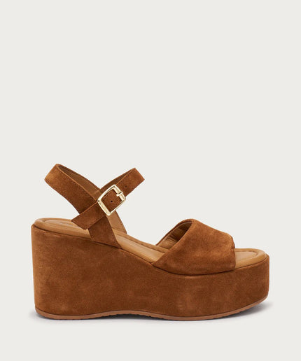 Sandali con zeppa in pelle scamosciata - Piedi Folli