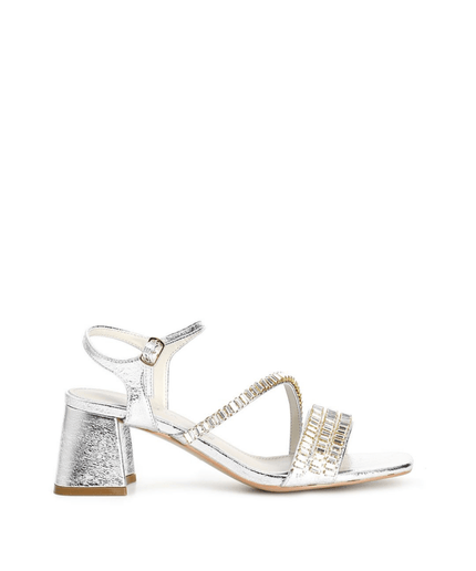 sandali gilda con strass argento - Piedi Folli