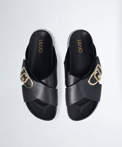 Sandali in pelle con logo - Piedi Folli