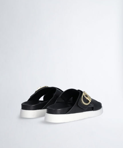 Sandali in pelle con logo - Piedi Folli
