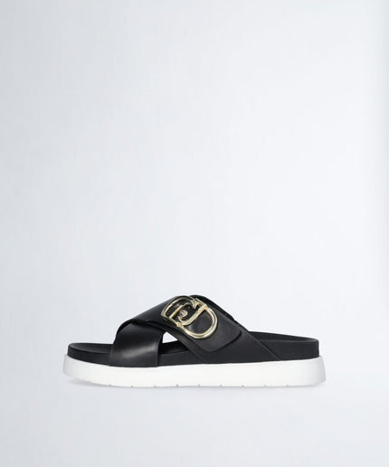 Sandali in pelle con logo - Piedi Folli
