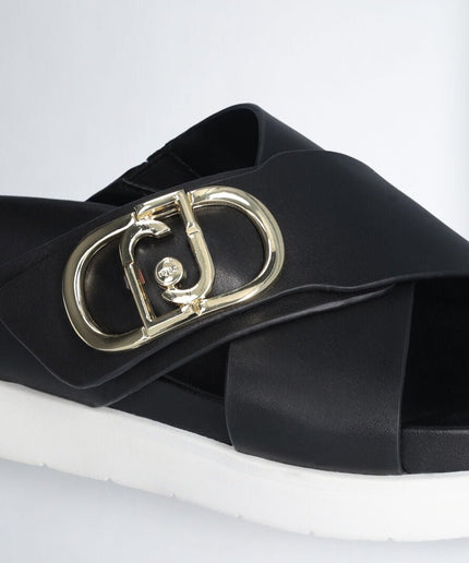 Sandali in pelle con logo - Piedi Folli