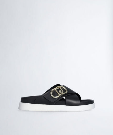 Sandali in pelle con logo - Piedi Folli