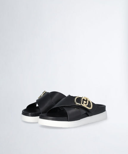 Sandali in pelle con logo - Piedi Folli