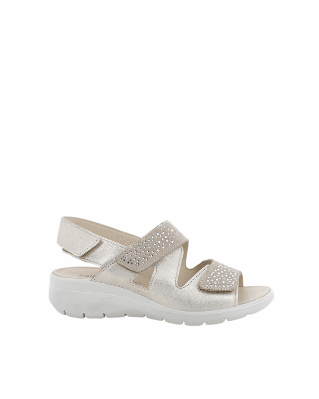 Sandali platino con zeppa in pelle - Piedi Folli