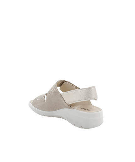 Sandali platino con zeppa in pelle - Piedi Folli