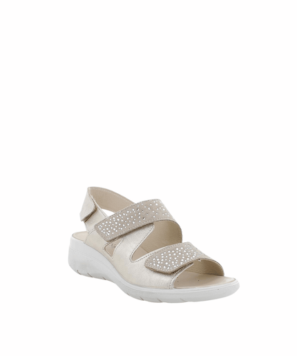 Sandali platino con zeppa in pelle - Piedi Folli