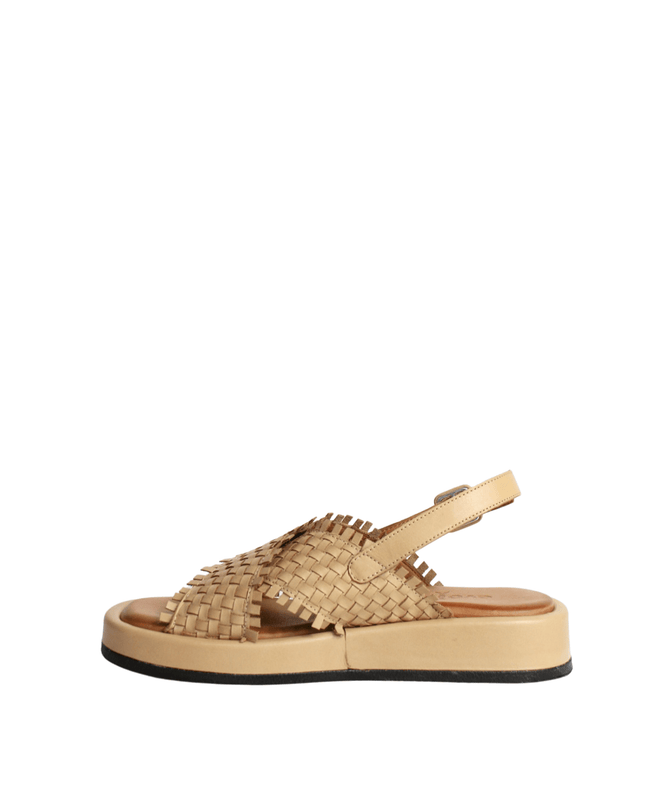 Sandalo alto in pelle intrecciato - Piedi Folli