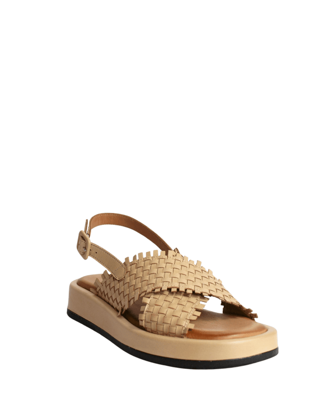 Sandalo alto in pelle intrecciato - Piedi Folli