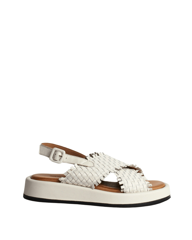 Sandalo alto in pelle intrecciato - Piedi Folli