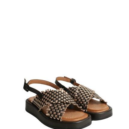 Sandalo alto in pelle intrecciato - Piedi Folli