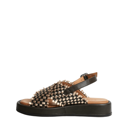 Sandalo alto in pelle intrecciato - Piedi Folli