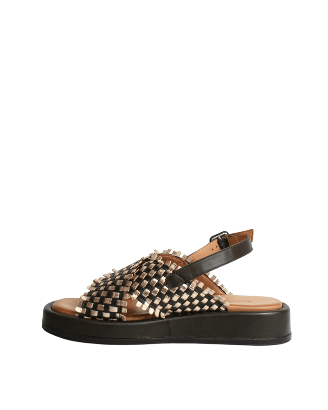 Sandalo alto in pelle intrecciato - Piedi Folli