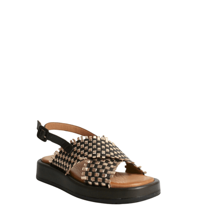 Sandalo alto in pelle intrecciato - Piedi Folli
