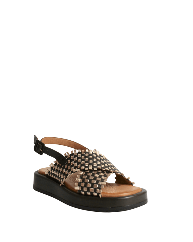 Sandalo alto in pelle intrecciato - Piedi Folli