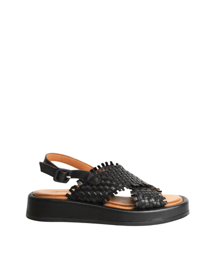 Sandalo alto in pelle intrecciato - Piedi Folli