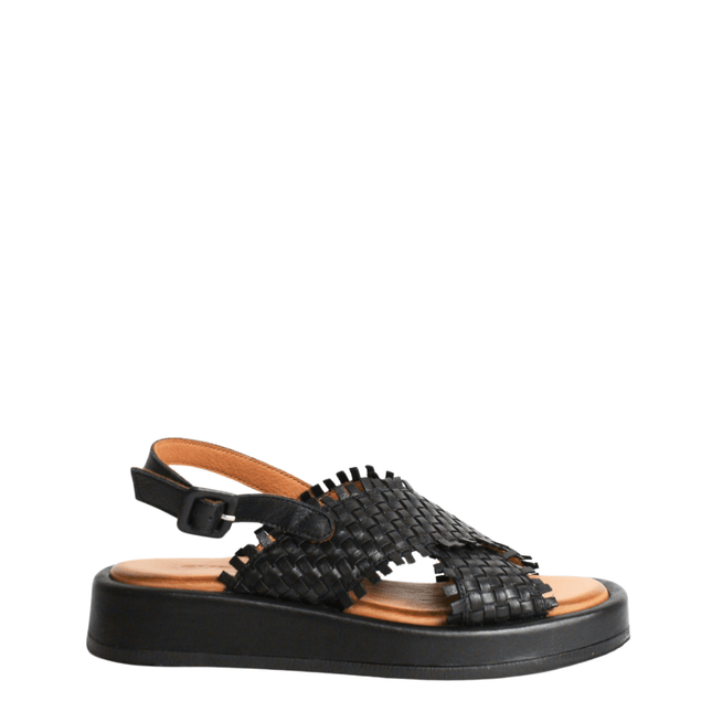 Sandalo alto in pelle intrecciato - Piedi Folli