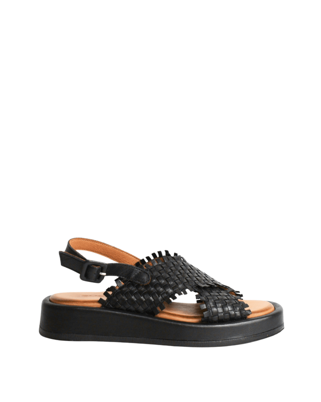 Sandalo alto in pelle intrecciato - Piedi Folli