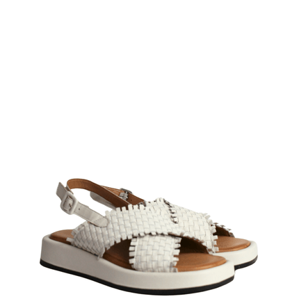 Sandalo alto in pelle intrecciato - Piedi Folli
