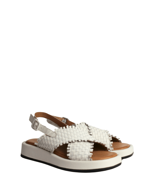 Sandalo alto in pelle intrecciato - Piedi Folli