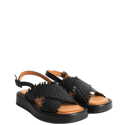Sandalo alto in pelle intrecciato - Piedi Folli