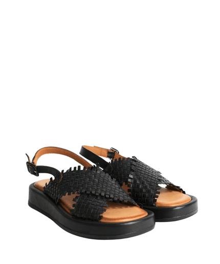 Sandalo alto in pelle intrecciato - Piedi Folli