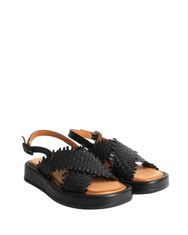 Sandalo alto in pelle intrecciato - Piedi Folli