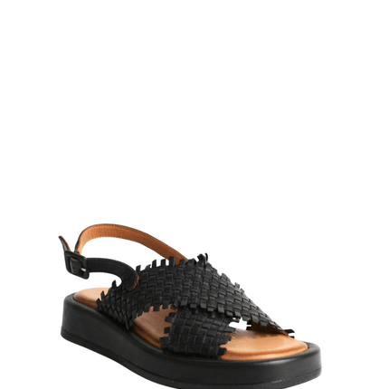 Sandalo alto in pelle intrecciato - Piedi Folli