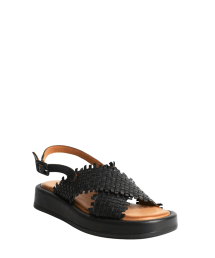 Sandalo alto in pelle intrecciato - Piedi Folli