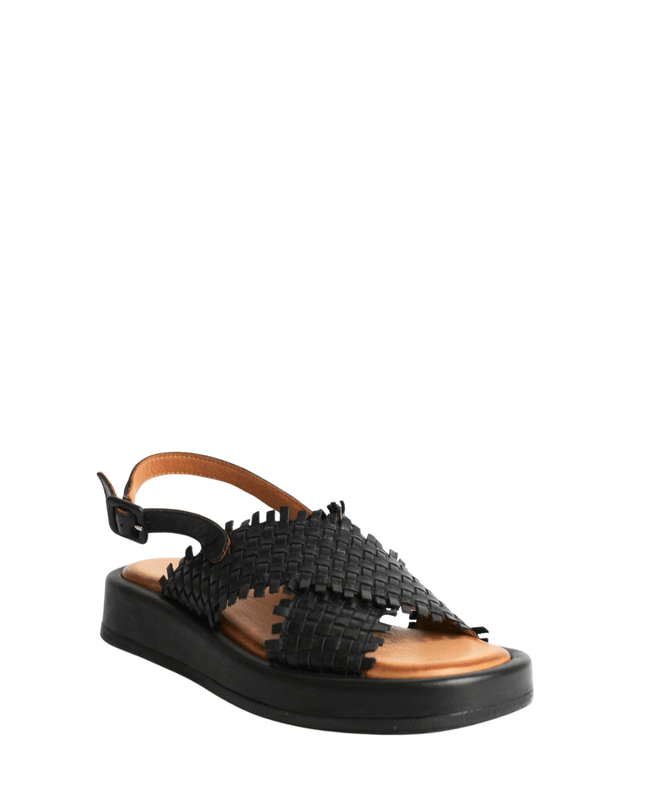 Sandalo alto in pelle intrecciato - Piedi Folli