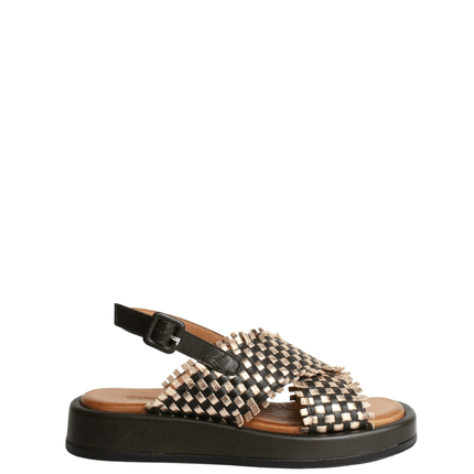 Sandalo alto in pelle intrecciato - Piedi Folli