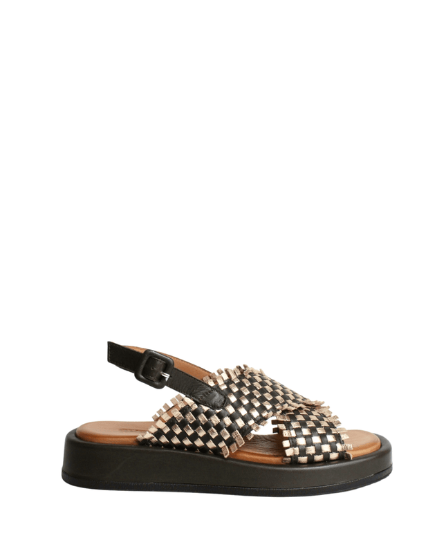 Sandalo alto in pelle intrecciato - Piedi Folli