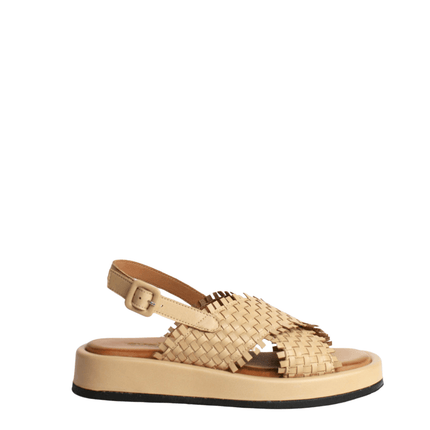 Sandalo alto in pelle intrecciato - Piedi Folli