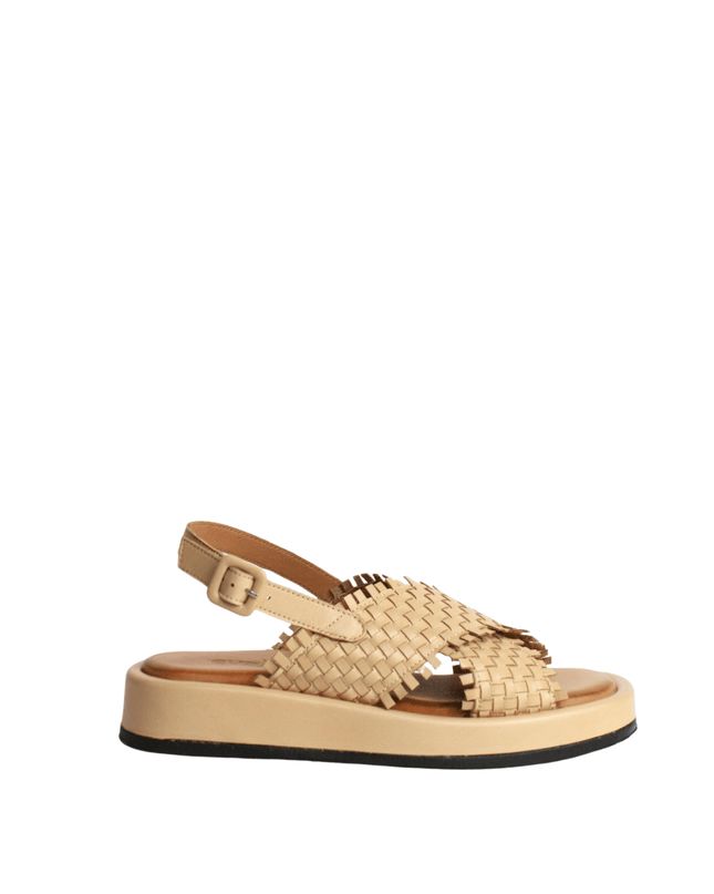 Sandalo alto in pelle intrecciato - Piedi Folli